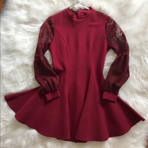 Maroon A-Line Dress.